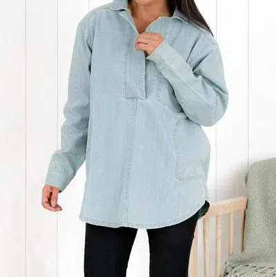 Heyson Collared Denim Tunic In Light Wash