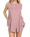 Heyson Coming To You Button Down Blouse In Mauve In Pink