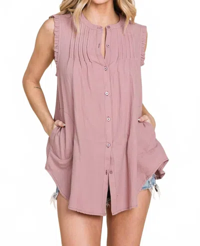 Heyson Coming To You Button Down Blouse In Mauve In Pink