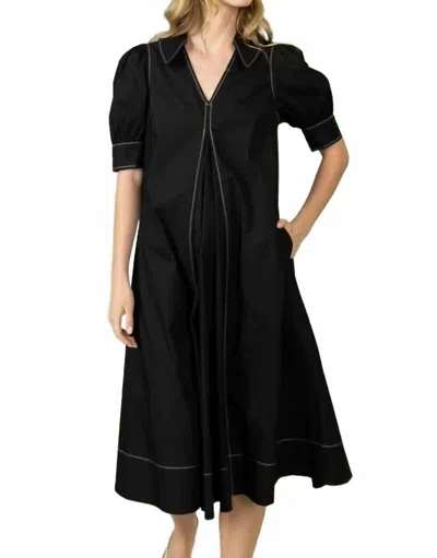 Heyson Contrast Stitch Detail Midi Dress In Black