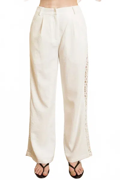 Heyson Cotton Crochet Side Detail Pants In White