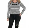 Heyson Double Layer Striped Cold Shoulder Top In Black In Multi
