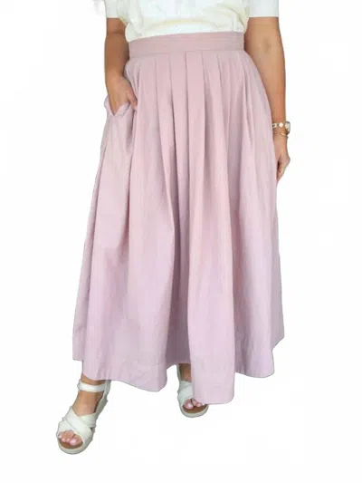 Heyson Elegant Pleated Midi Skirt With Pockets In Dusty Mauve In Pink