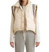 Heyson Elizabeth Embroidered Puffer Vest In Cream In White