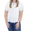 Heyson Embroidered Trim And Bow Detail Top In White In White