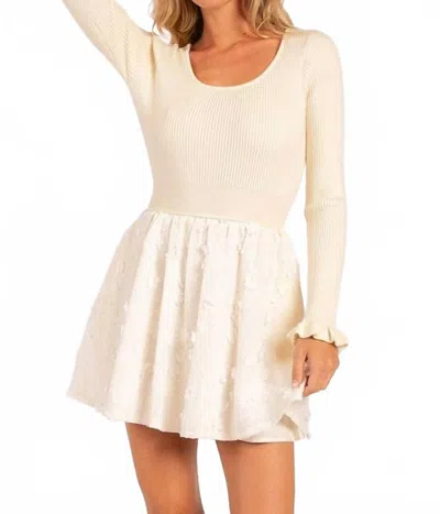 Heyson Feel Like A Lady Floral Appliqué Sweater Mini Dress In Ivory In Neutral