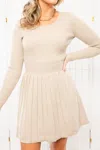 Heyson Fit And Flare Mini Dress In Oatmeal In White