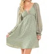 Heyson Floral Chiffon Flare Dress With Open Back In Lime In Green