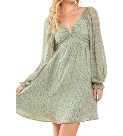 Heyson Floral Chiffon Flare Dress With Open Back In Lime In Green