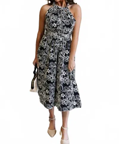 Heyson Floral Halter Midi Dress In Midnight In Black