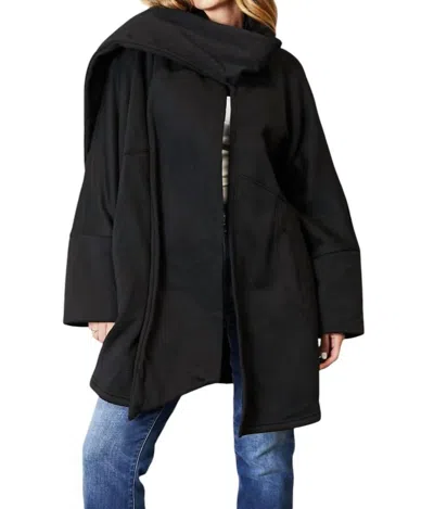 Heyson Full Size Open Front Cardigan With Scarf Design In Black