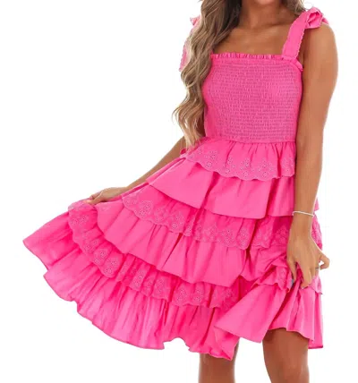 Heyson Here And There Tiered Ruffle Dress In Fuchsia