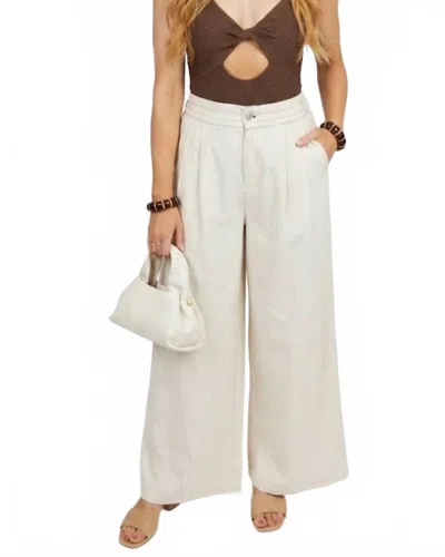 Heyson High Rise Wide Leglinen Trousers In Cement In Neutral