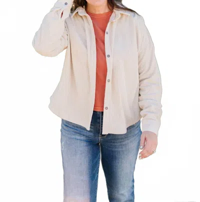 Heyson Jane Button-up Shacket In Cream In Pink