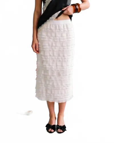 Heyson Leeann Layered Ruffle Midi Skirt In Ivory In Multi