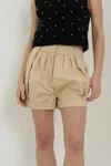 Heyson Lynn Pleated Shorts In Beige In Brown