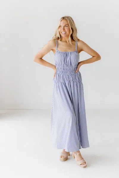 Heyson Miriam Dress In Navy Stripe In Blue