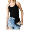 Heyson Open Back Rib Bodysuit In Black In Black