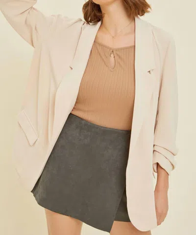 Heyson Open Front Blazer In Cream In Beige