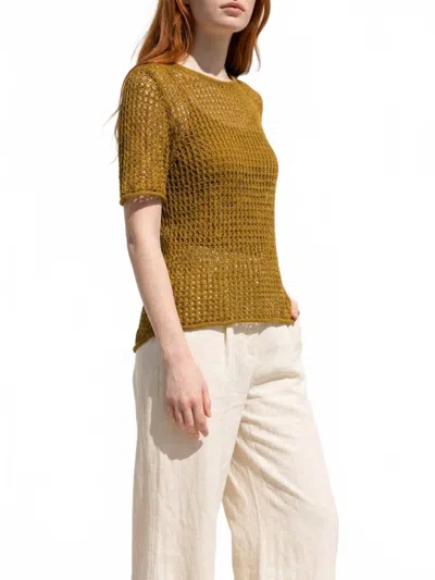 Heyson Open Knit Sweater In Olive In Yellow