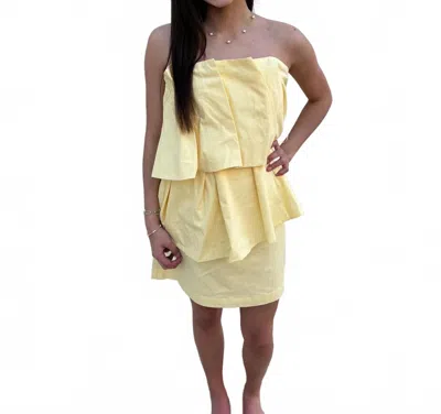 Heyson Origami Corset Bodice Strapless Mini Dress In Yellow