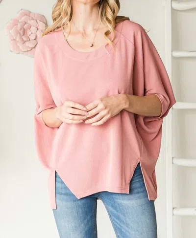 Heyson Oversized Front Slit Batwing Top In Bubblegum In Pink