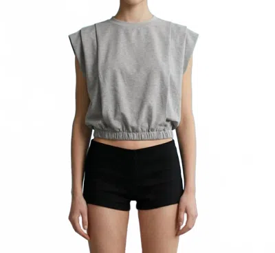Heyson Padded Shoulder Crop Top In Heather Grey In Gray