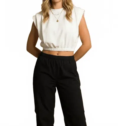 Heyson Padded Shoulder Crop Top In White