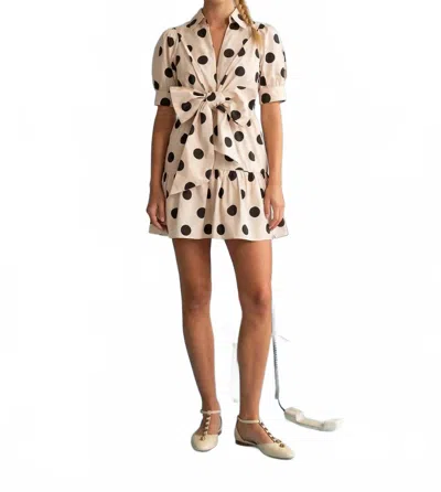 Heyson Print Puff Sleeve Dress In Black Polka Dot In Neutral