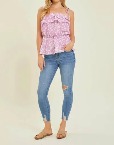 Heyson Ruffled Ditsy Floral Blouse Lilac In Blue