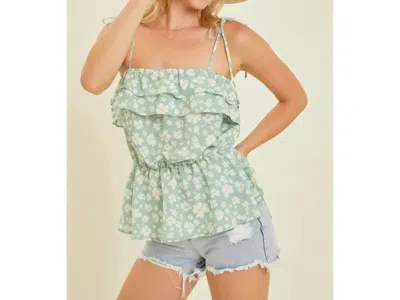 Heyson Ruffled Ditsy Floral Blouse Sage In Multi
