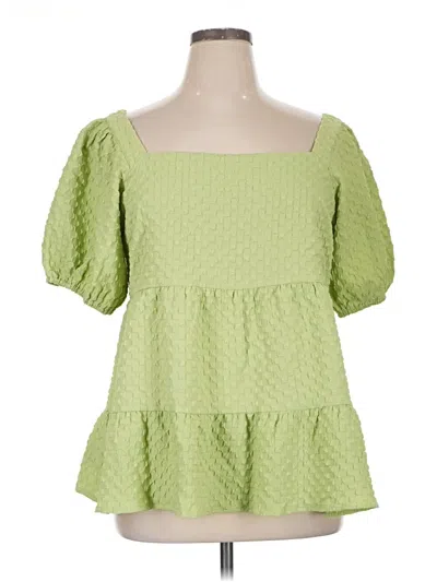 Pre-owned Heyson Short Sleeve Blouse In Green