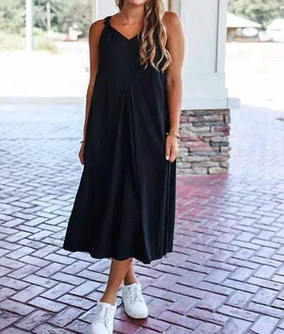 Heyson Shoulder Twisted Midi Dress In Black