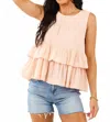 Heyson Sienna Round Neck Tiered Ruffle Tank Top In Blush In Orange