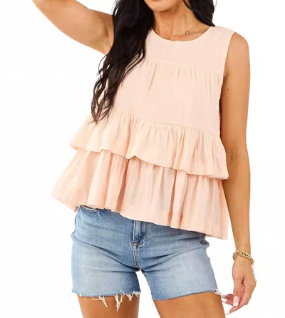 Heyson Sienna Round Neck Tiered Ruffle Tank Top In Blush In Pink