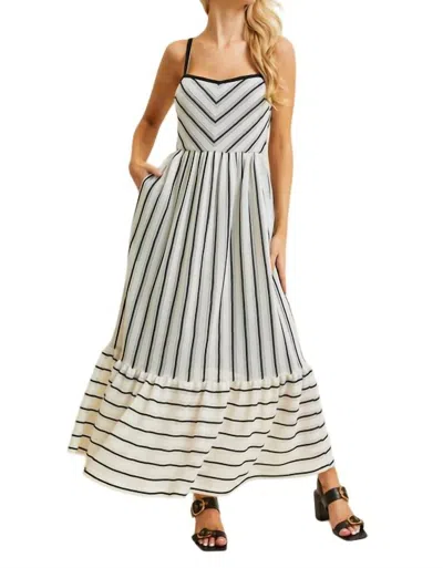 Heyson Striped Knit Maxi Dress In White / Black