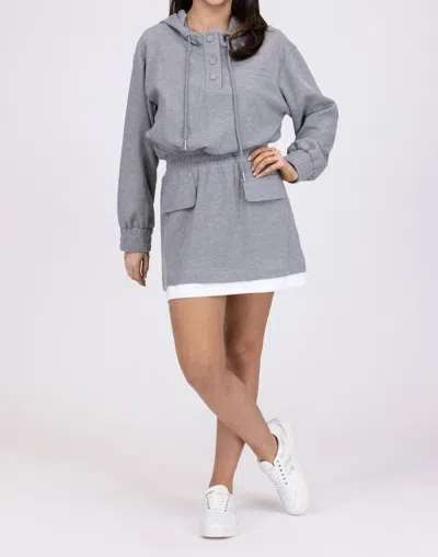 Heyson Terry Hood Mini Dress In Grey In Gray