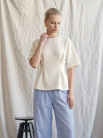 Heyson Textured Jacquard Peplum Blouse In Cream In Neutral