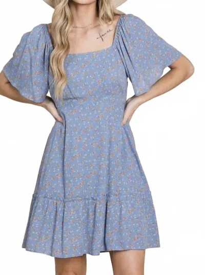 Heyson Tiny Dancer Floral Mini Dress In Dusty Blue