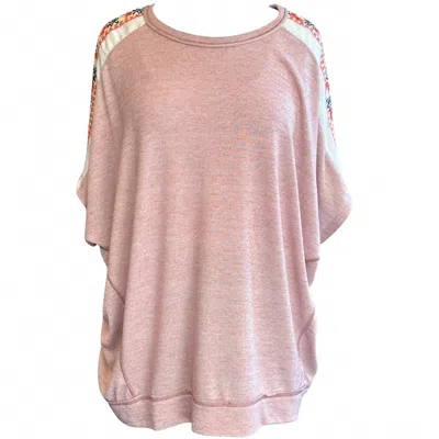 Heyson Women's Slub Knit Dolman Top - Plus In Heather Pink In Multi