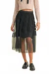 Heyson Women's Wfrill Mesh Tulle Midi Skirt In Black In Green
