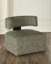 Hf Custom Winslow Boucle Swivel Chair In Forest Green