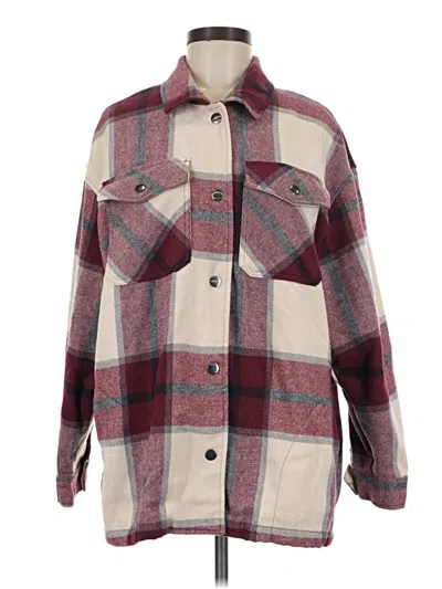 Pre-owned Hfx Long Sleeve Blouse In Burgundy