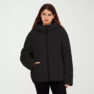 Hfx Womens Faux Fur Water Resistant Midweight Quilted Jacket In Black