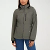 Hfx Womens Faux Fur Water Resistant Midweight Softshell Jacket In Green