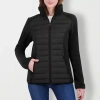 Hfx Womens Fleece Easy-on + Easy-off Midweight Quilted Jacket In Black