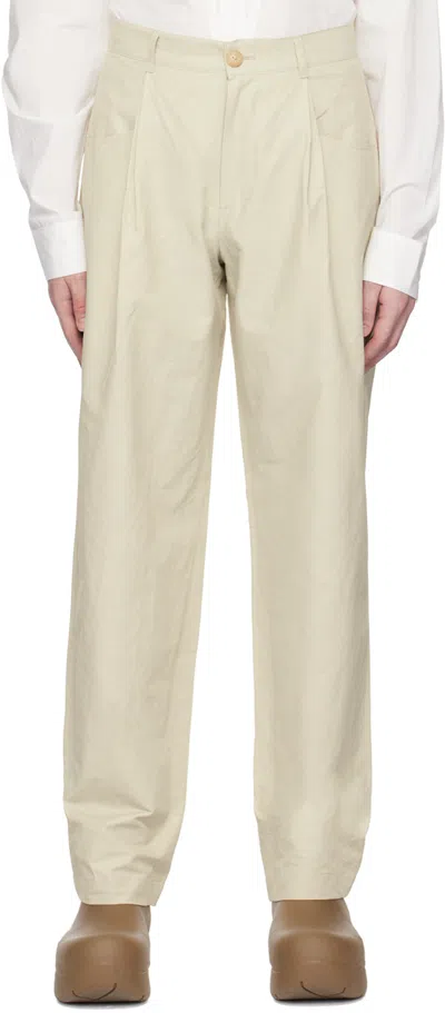 Hgbb Studio Beige Seal Trousers In Whisper Green