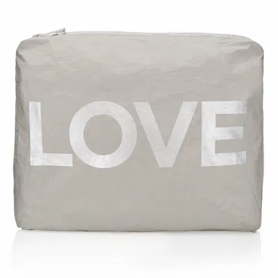 Hi Love Travel Women's Zipper Pouch In Earth Grey Silver Love In Multi