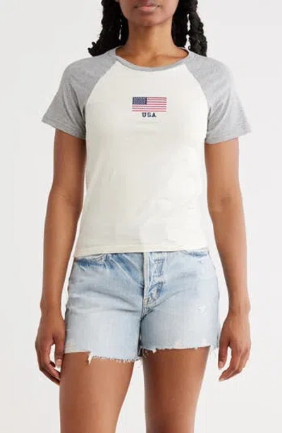 Hi Res American Flag Embroidered Short Sleeve Cotton Baseball T-shirt