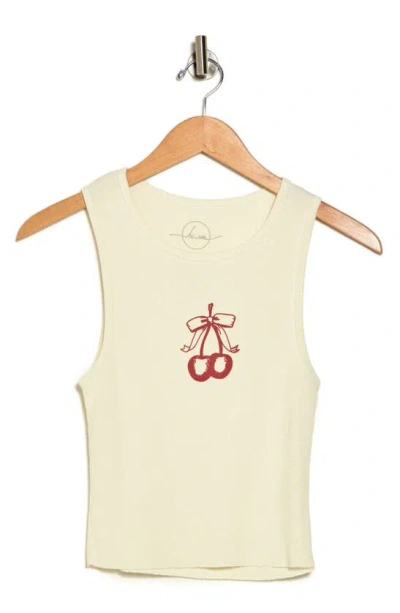 Hi Res Cherry Bow Graphic Tank In Washed Marshmallow